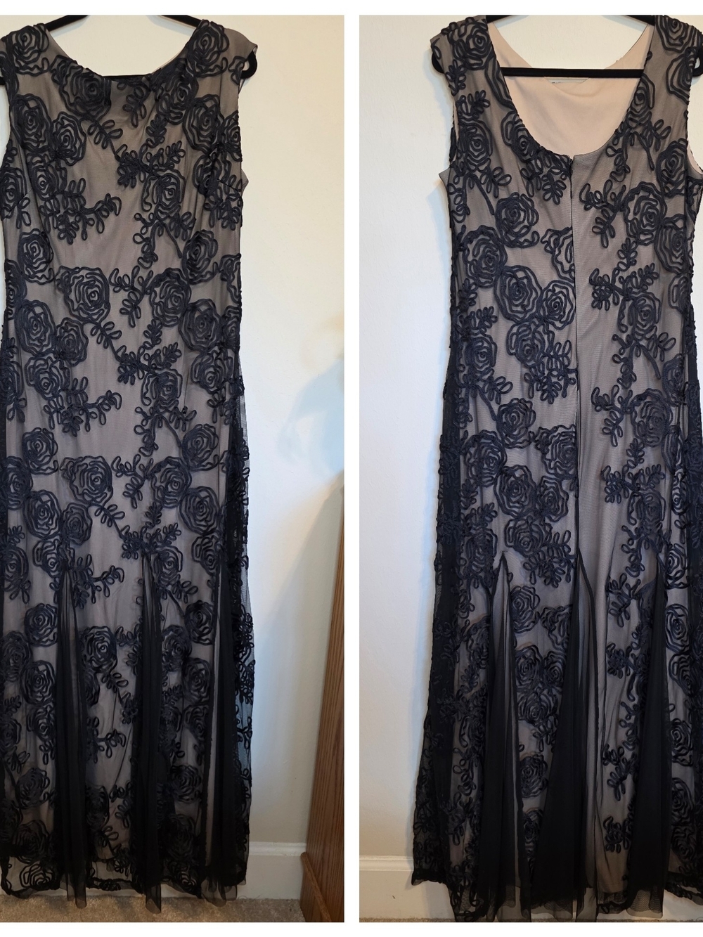 Onyx Nite Black Lace Floral Maxi Dress